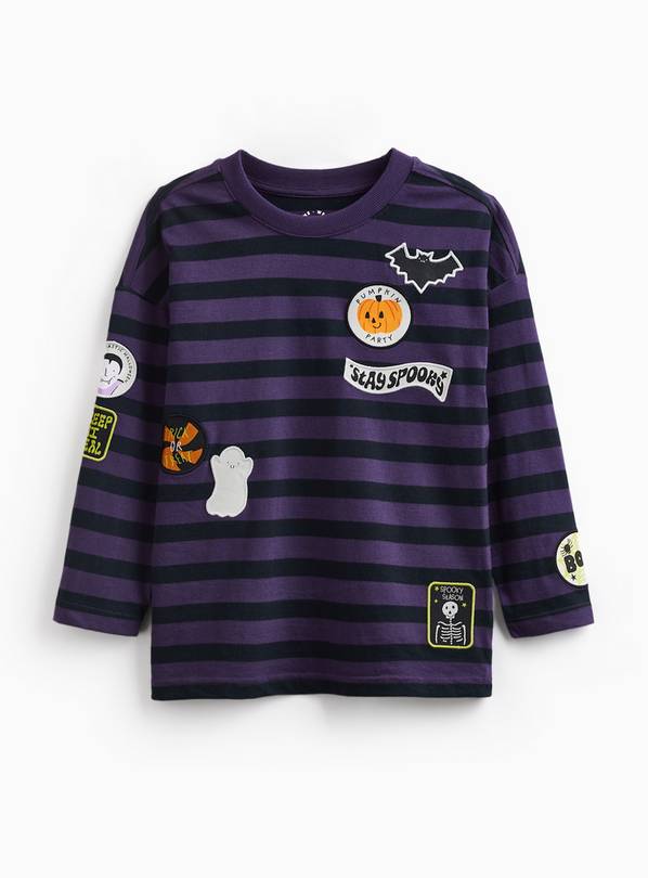 Halloween Purple & Black Stripe T-Shirt 6-7 years