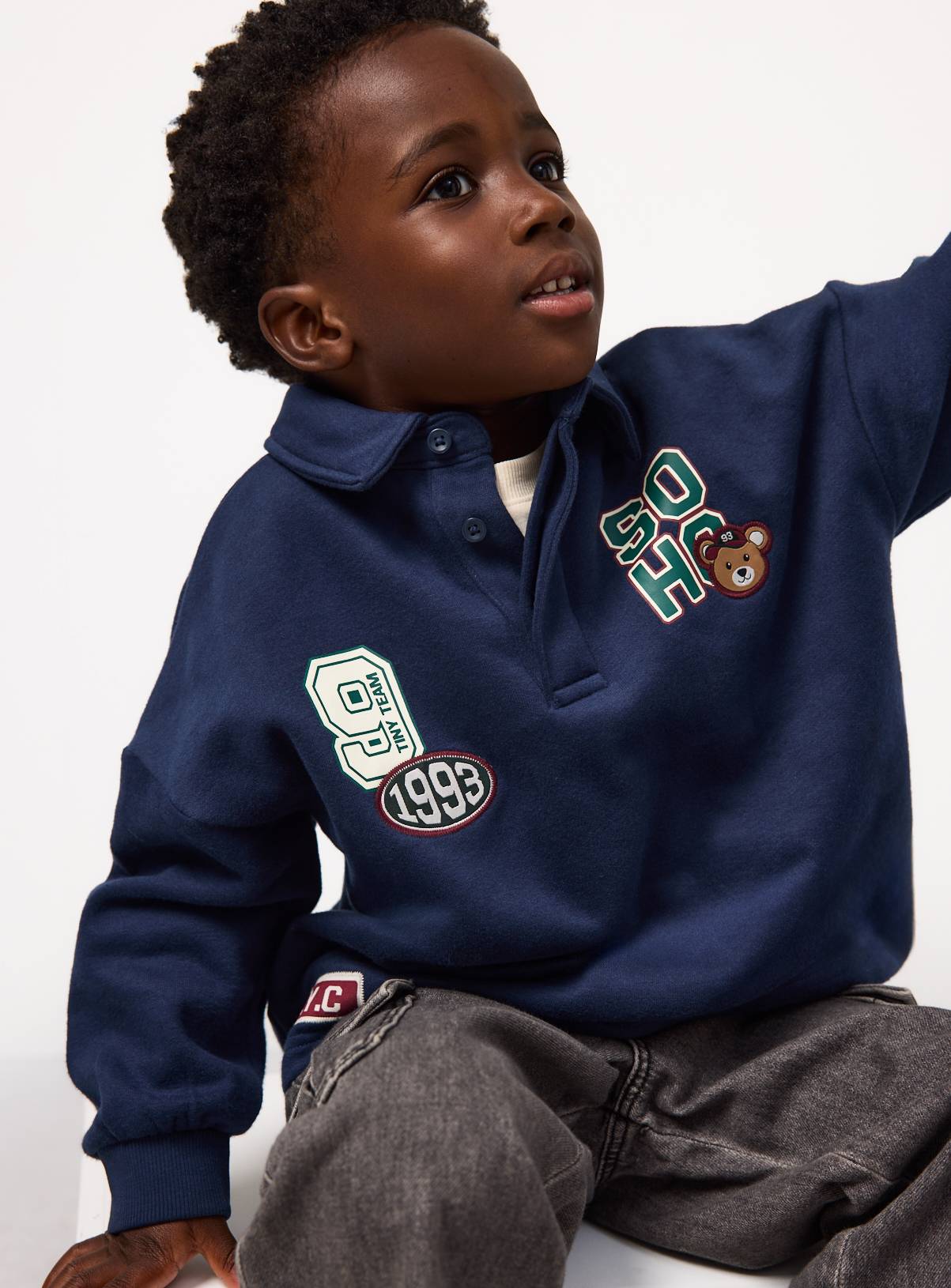 Navy Rugby Patch Long Sleeved Shirt 6-7 years - Image 1