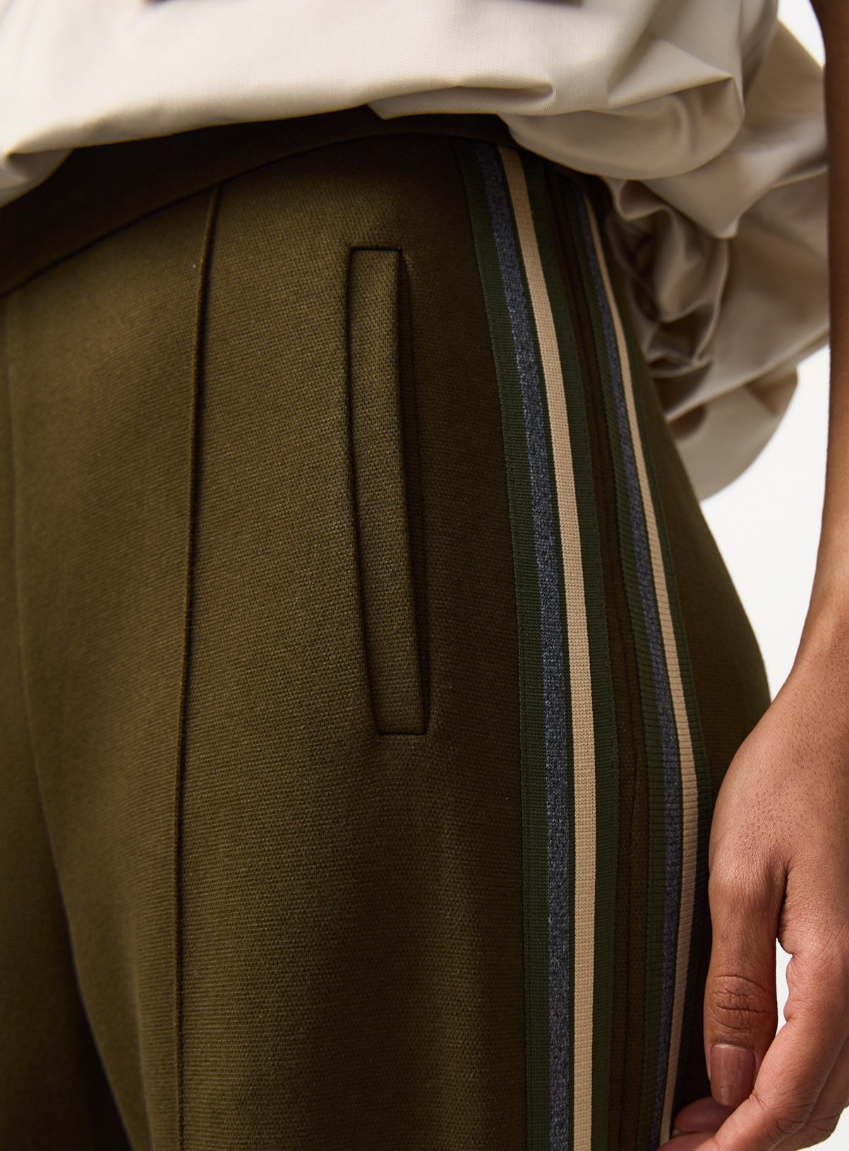 Khaki Side Stripe Wide Leg Trousers 14 - Image 3 thumbnail