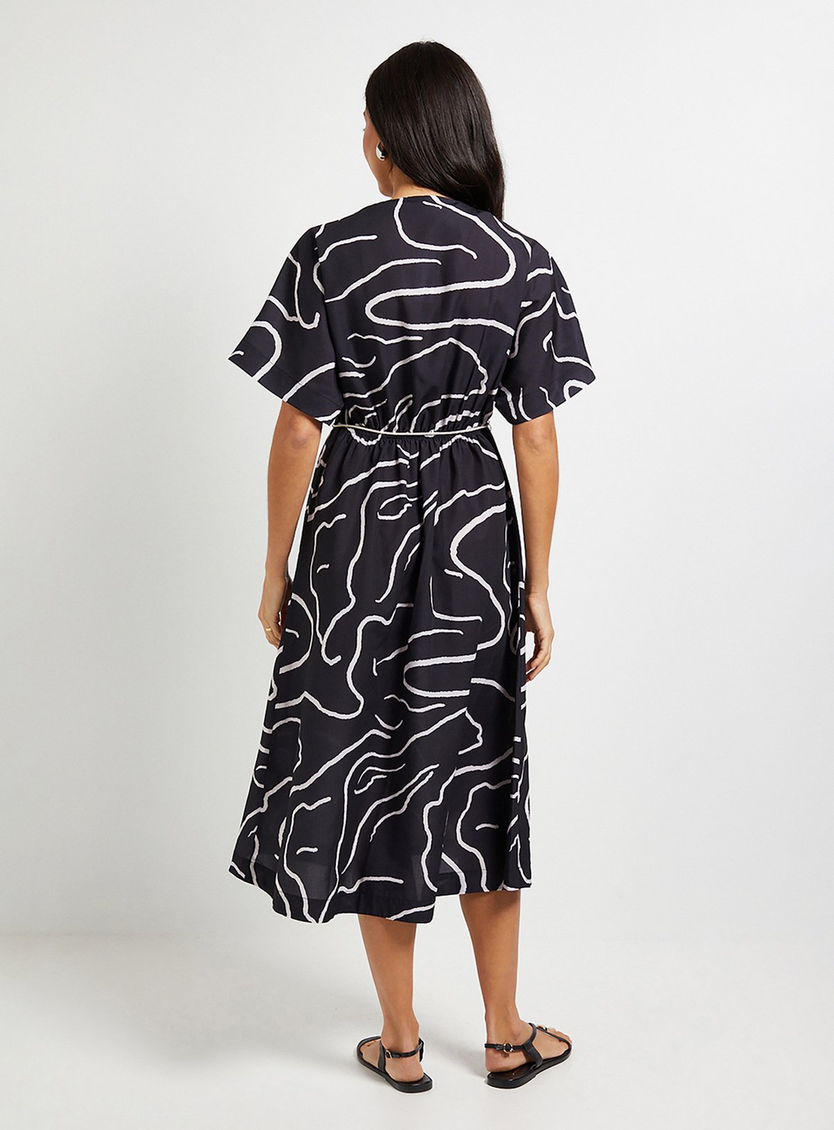 WALLIS Abstract Belted Midi Dress 10 - Image 3 thumbnail
