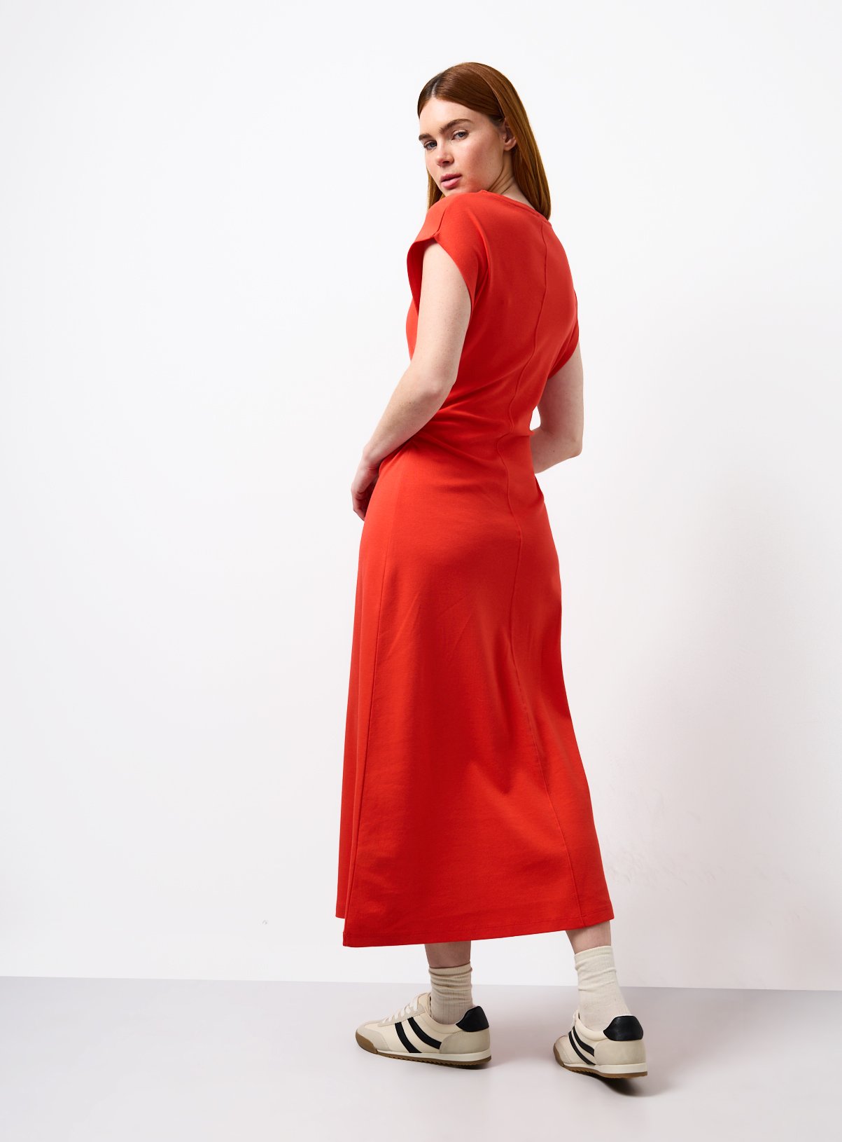 Red Jersey Fabric Cinched Column Dress 20 - Image 4 thumbnail