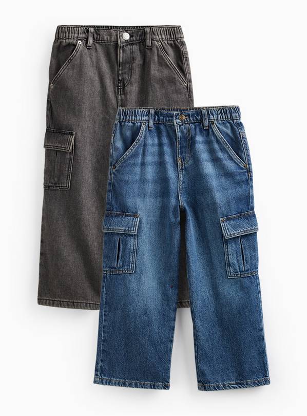 Grey & Blue Wide Leg Trousers 2 Pack 3-4 Years