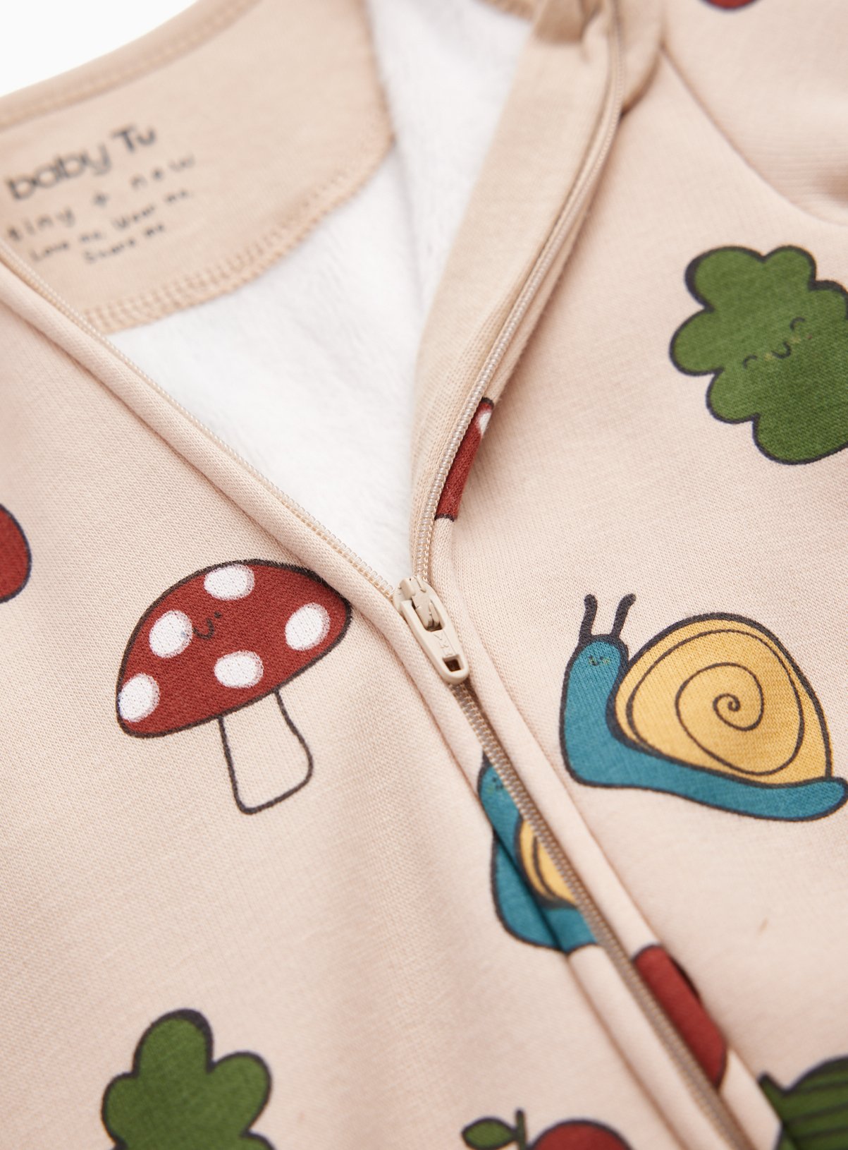 Mushrooms & Snails Fleece-Lined Sleepsuit Newborn - Image 2 thumbnail