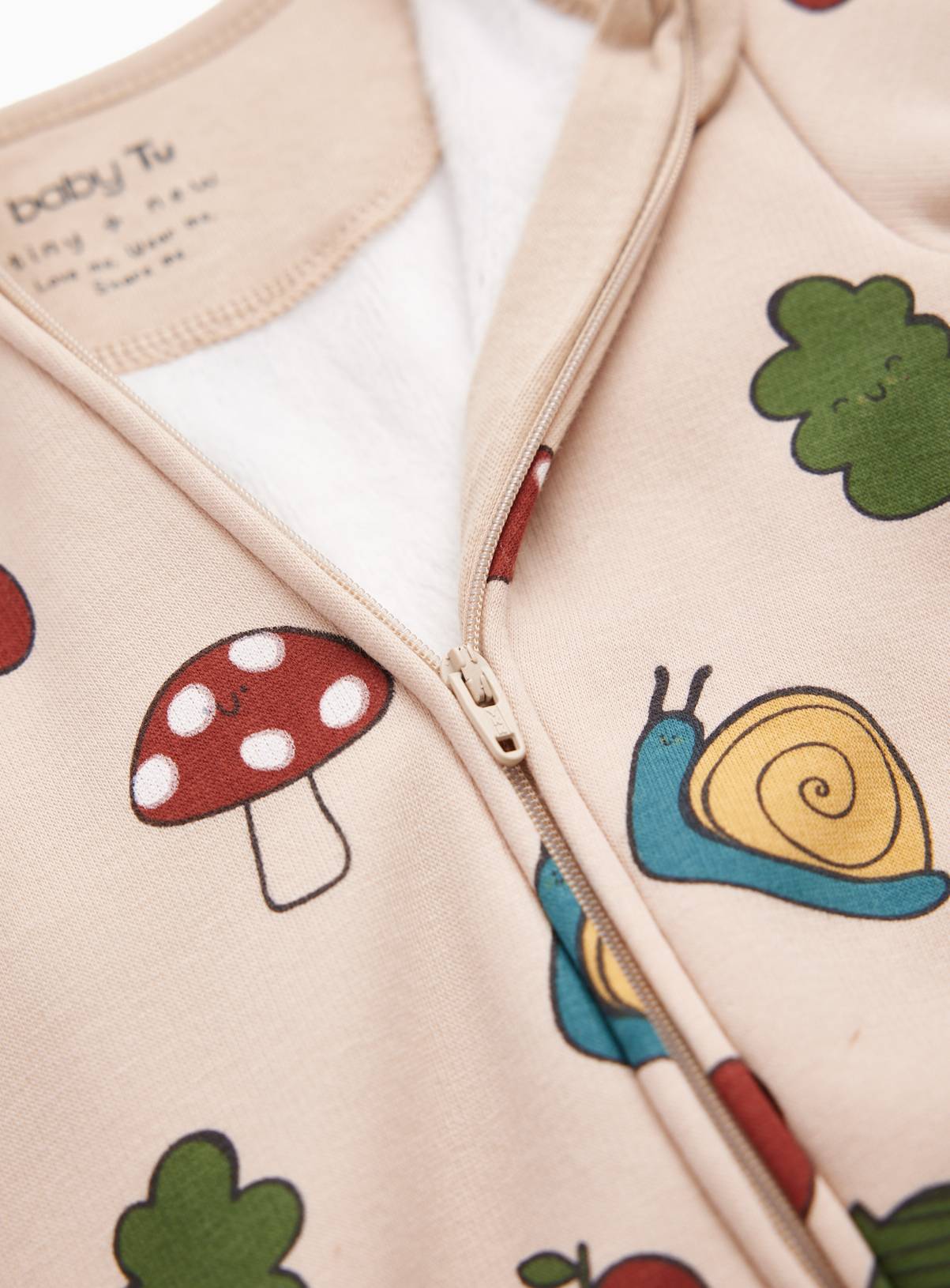 Mushrooms & Snails Fleece-Lined Sleepsuit Newborn - Image 2