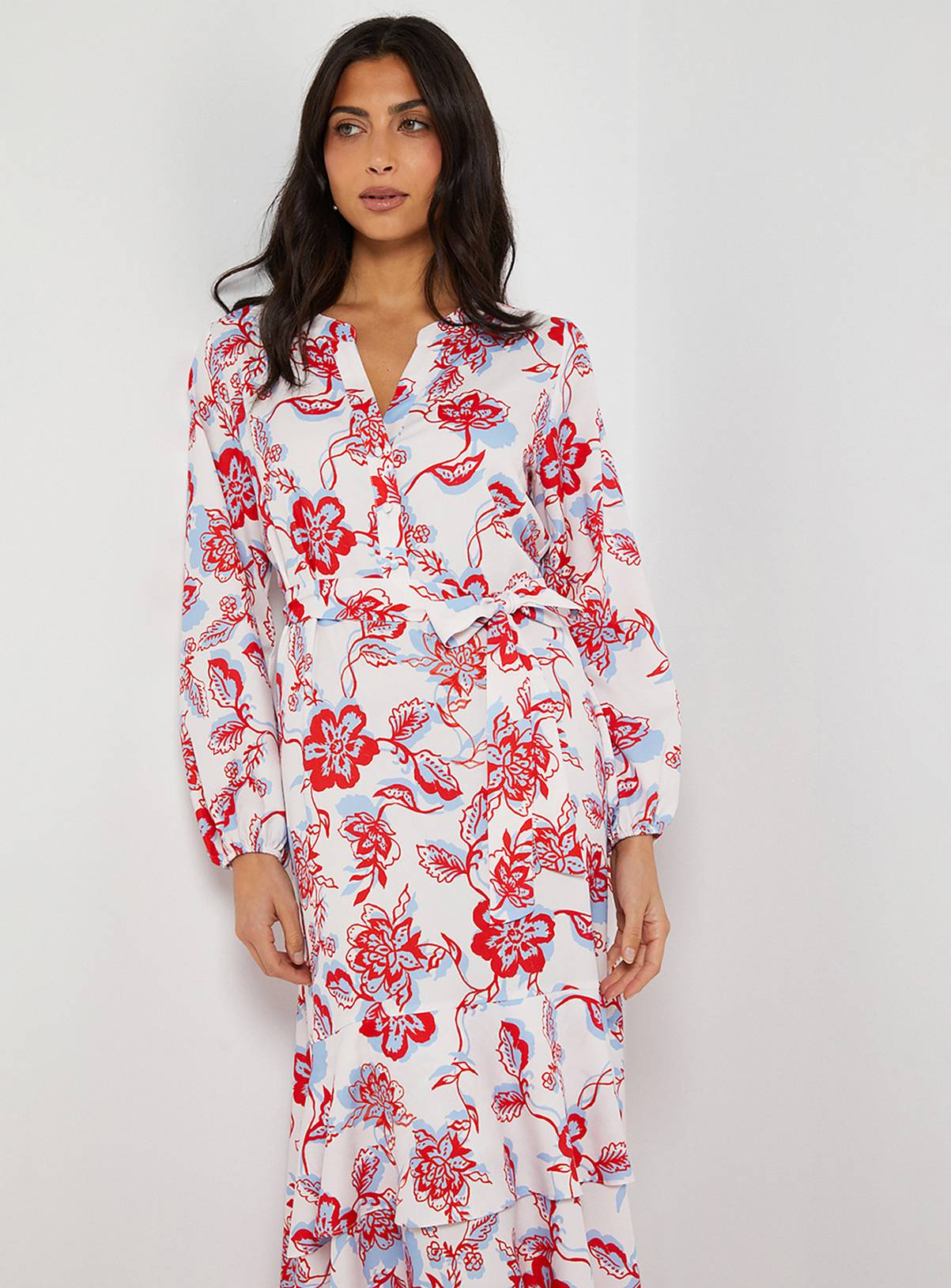 WALLIS Floral Print Button Midaxi Dress Shift Dress 8 - Image 4