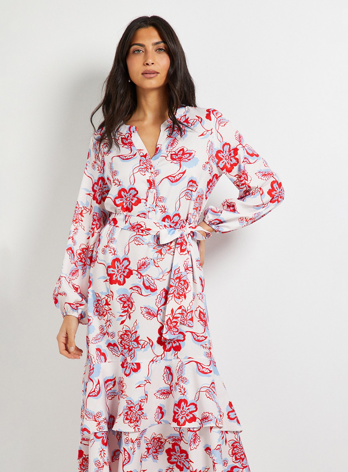 WALLIS Floral Print Button Midaxi Dress Shift Dress 16 - Image 2 thumbnail