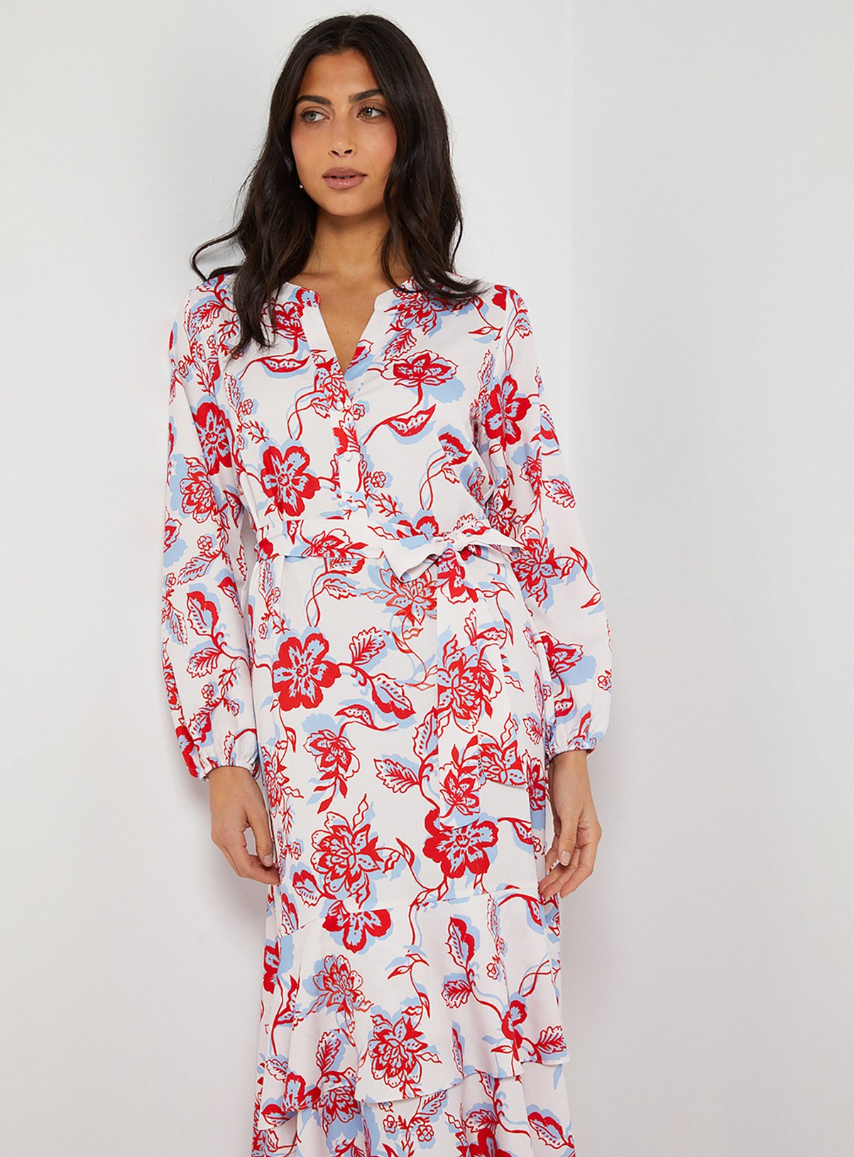 WALLIS Floral Print Button Midaxi Dress Shift Dress 16 - Image 4 thumbnail