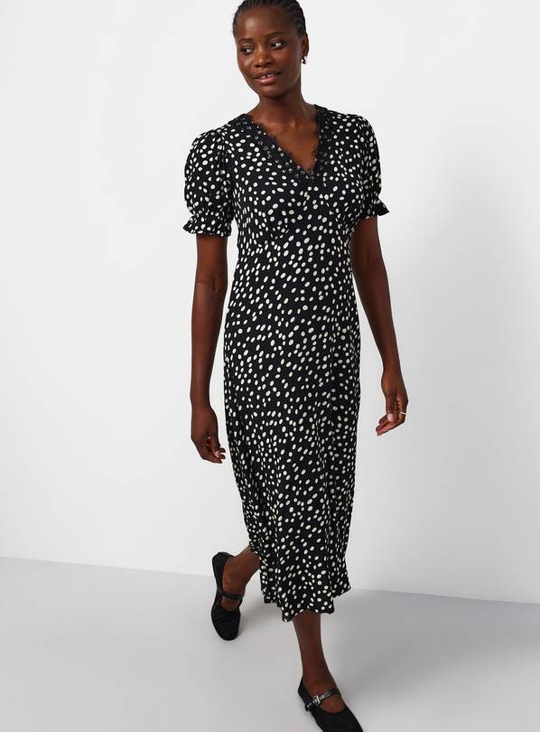 Black & White Spotted Lace Tea Dress 10