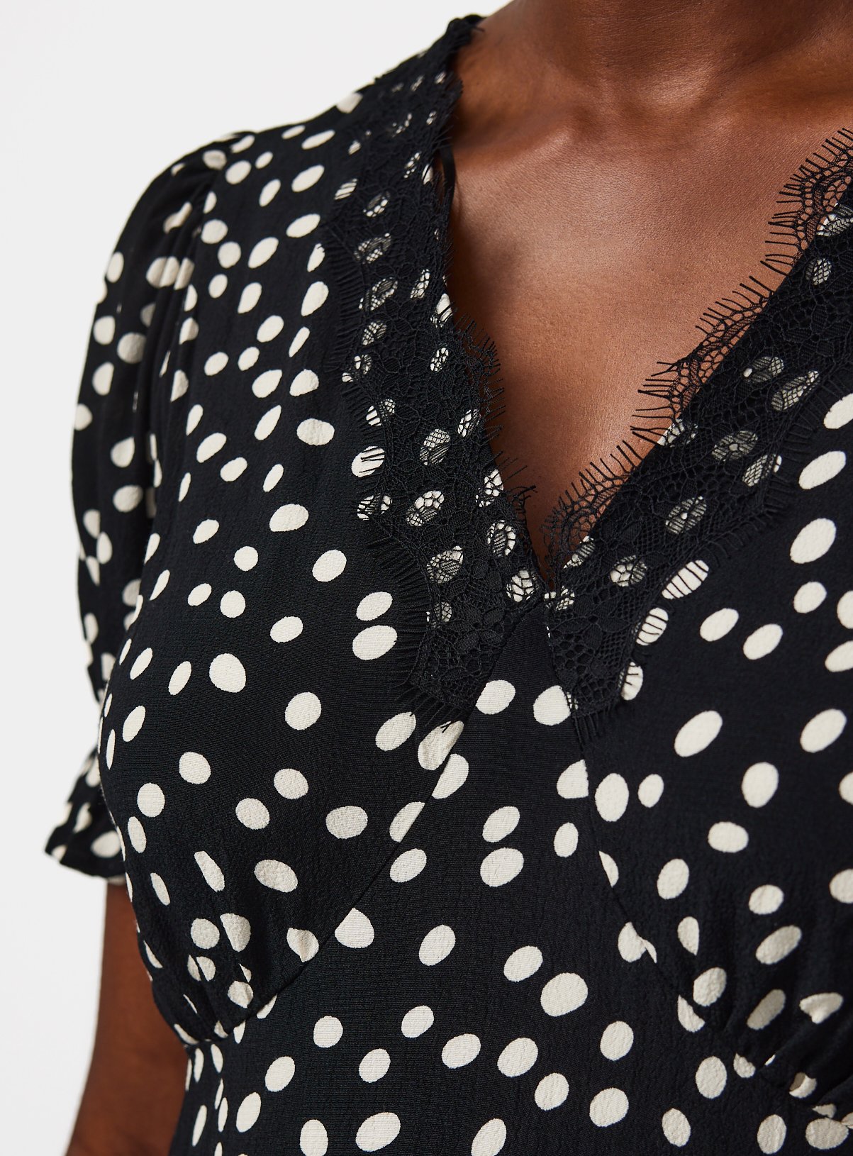 Mono Spot Lace Trim Midaxi Tea Dress 16 - Image 4 thumbnail