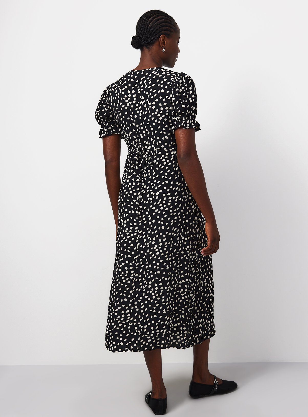 Mono Spot Lace Trim Midaxi Tea Dress 16 - Image 5 thumbnail