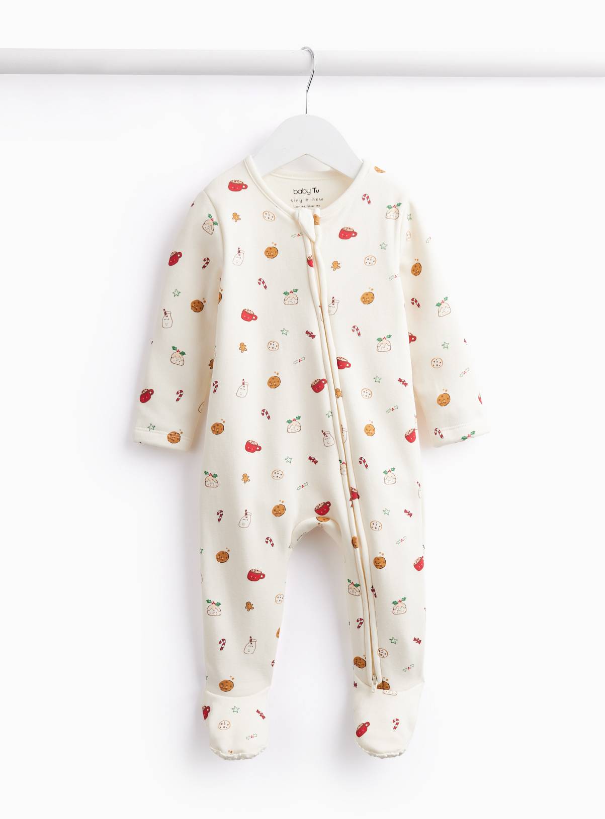 Christmas Fleece Lined Sleepsuit Up to 1 mth - Image 1