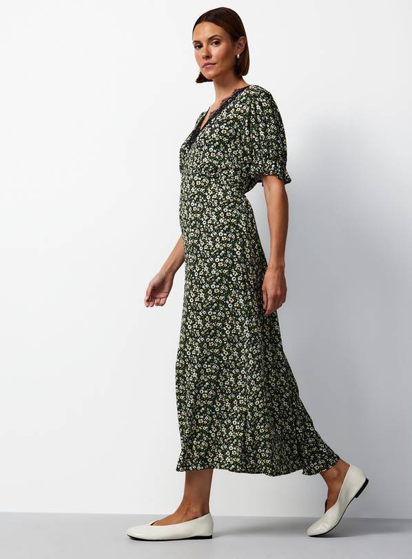 Green Ditsy Floral Tea Dress 8