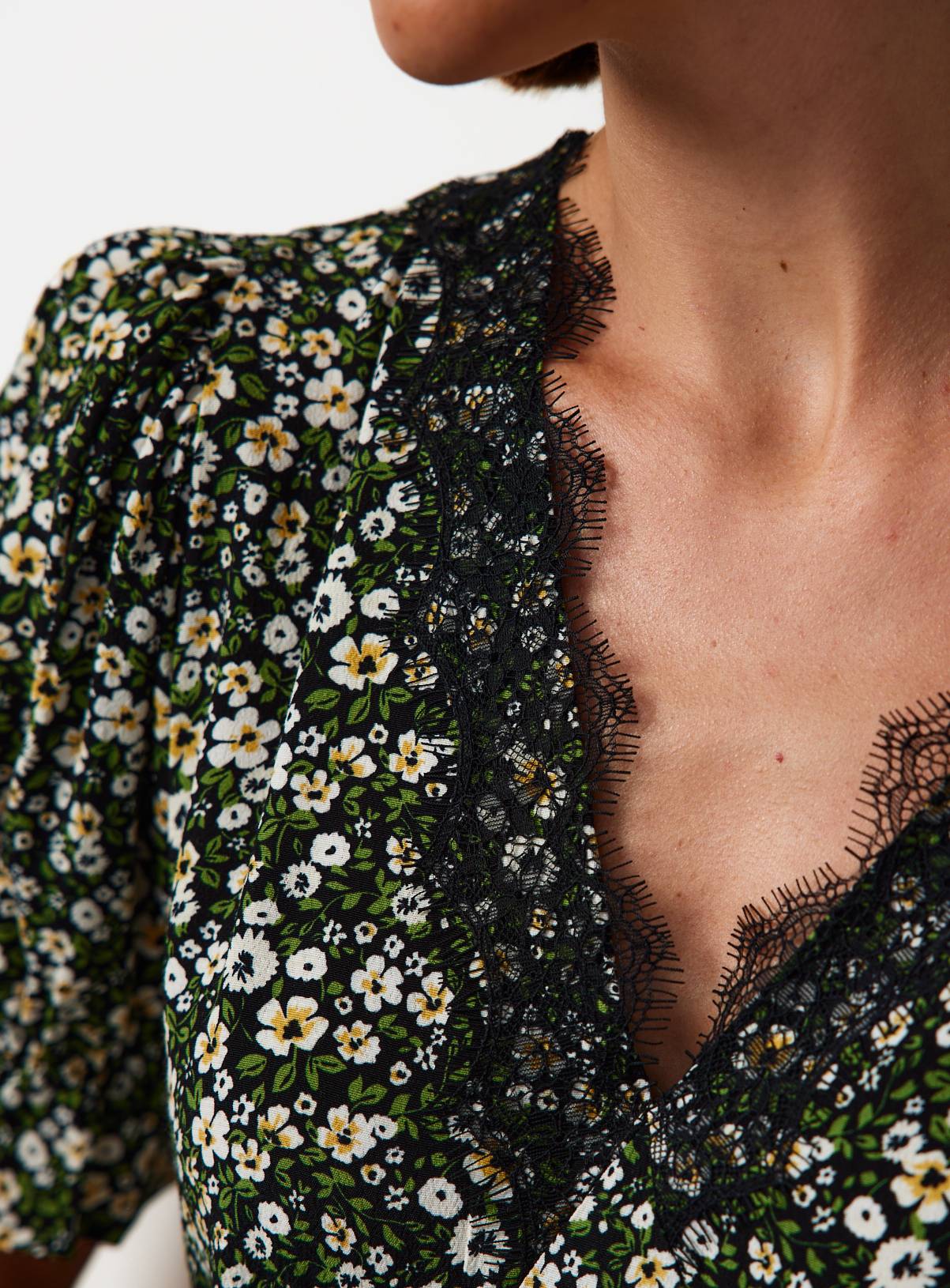 Green Ditsy Floral Tea Dress 6 - Image 3