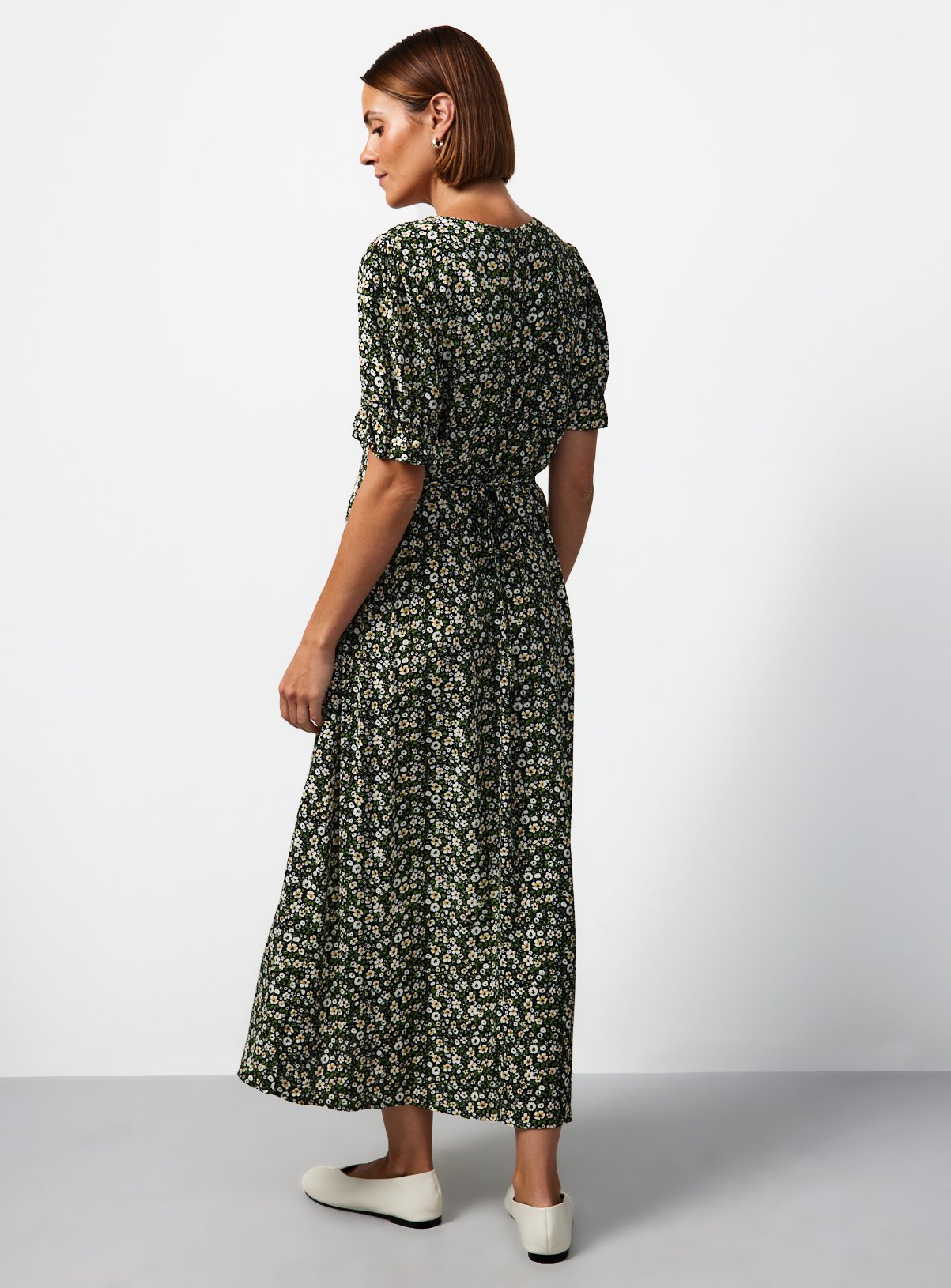 Green Ditsy Floral Tea Dress 6 - Image 4 thumbnail