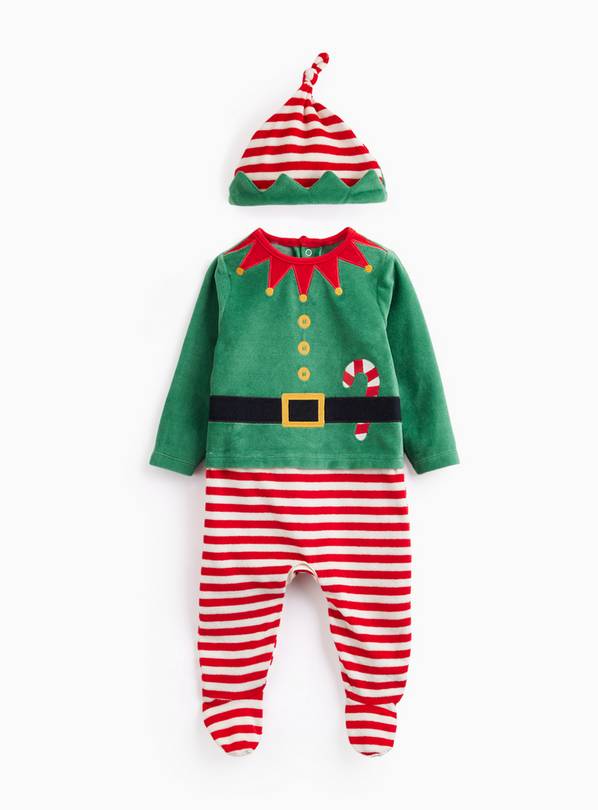 Christmas Elf Sleepsuit & Hat Set Up to 3 mths