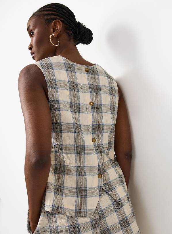 Cream Check Print Shell Co-ord Top 18