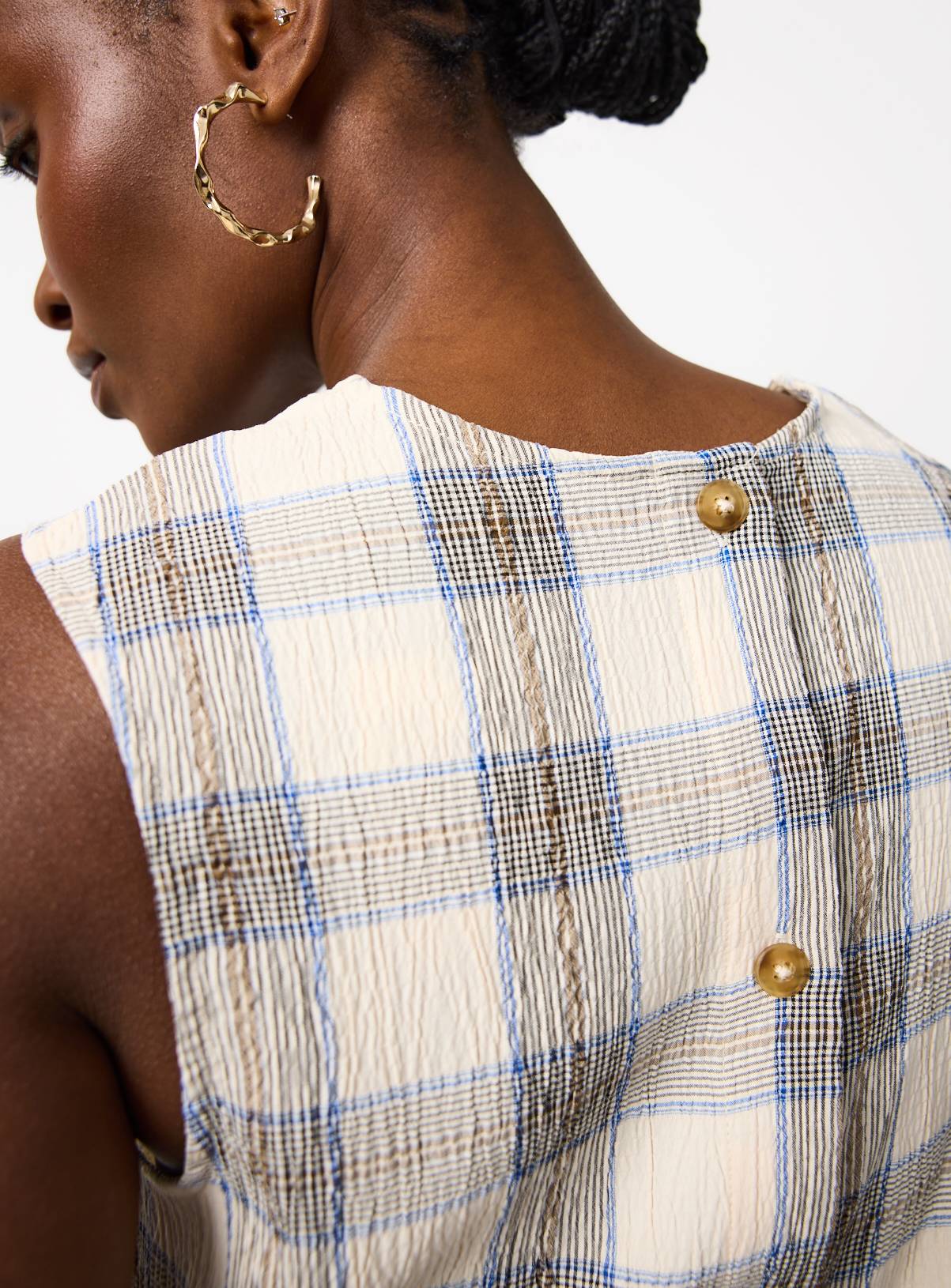 Cream Check Print Shell Co-ord Top 16 - Image 4