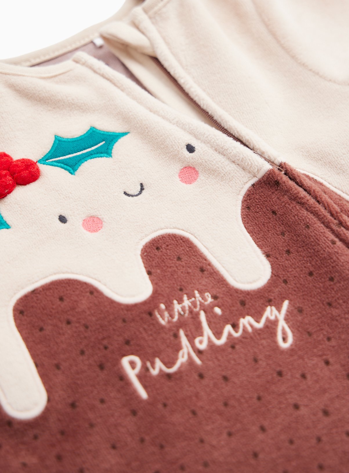 Christmas Pudding Velour Sleepsuit & Hat Set Up to 1 mth - Image 2 thumbnail