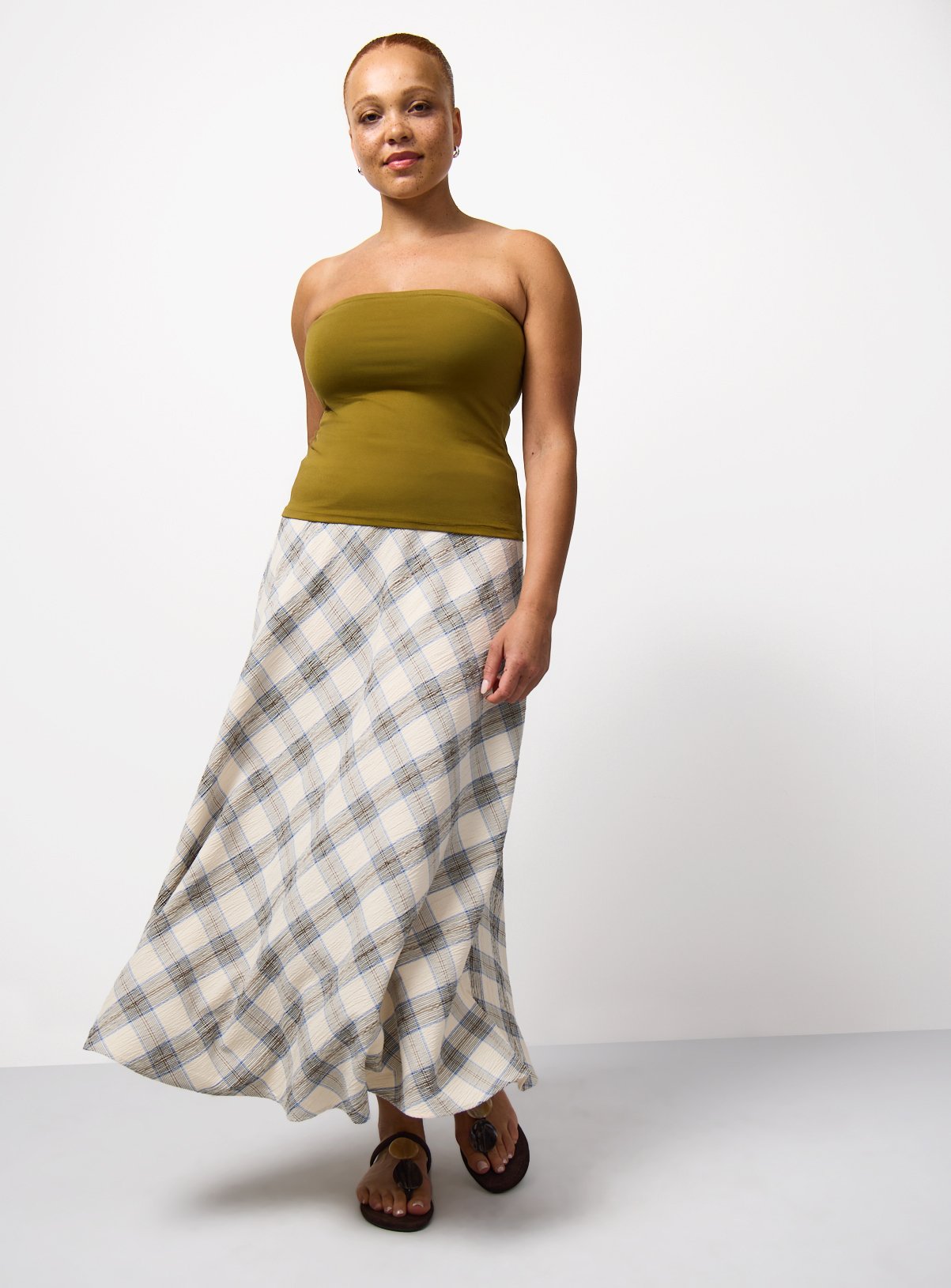 Cream Check Midaxi Co-ord Skirt 14 - Image 2 thumbnail