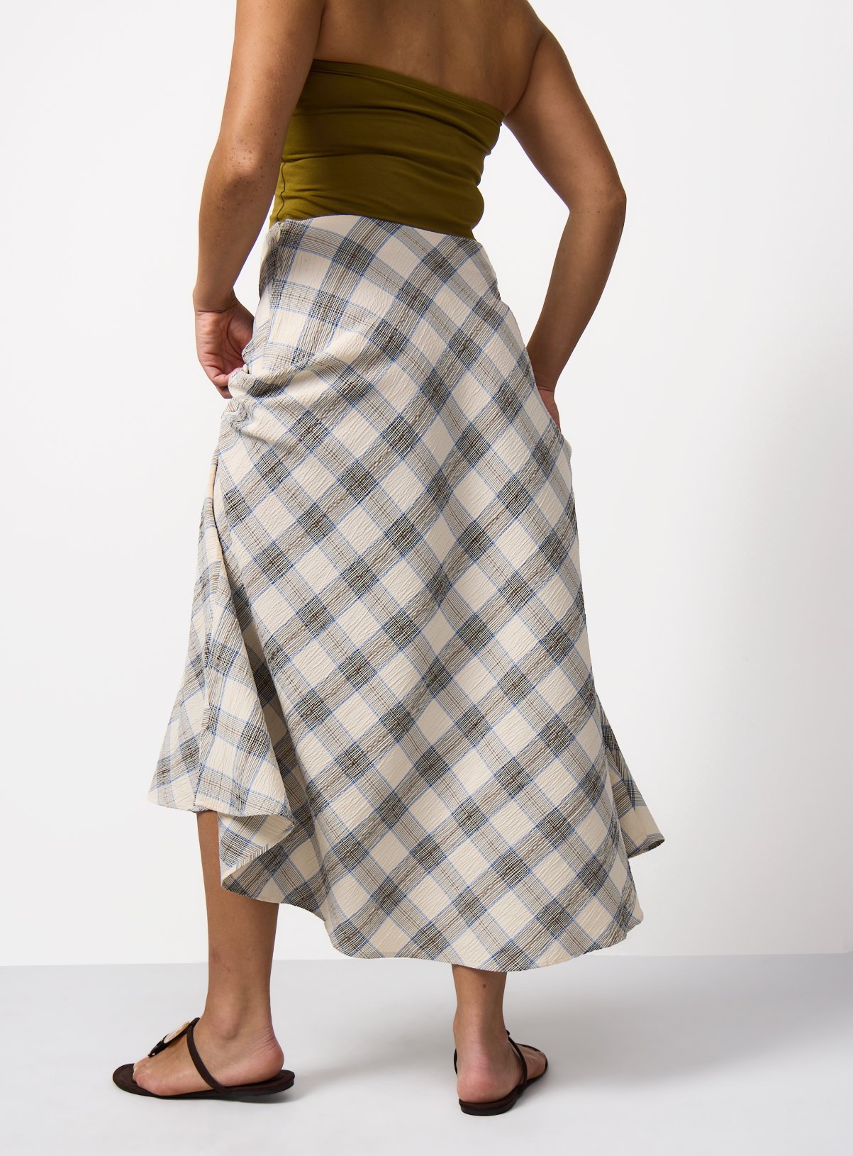 Cream Check Midaxi Co-ord Skirt 14 - Image 4 thumbnail
