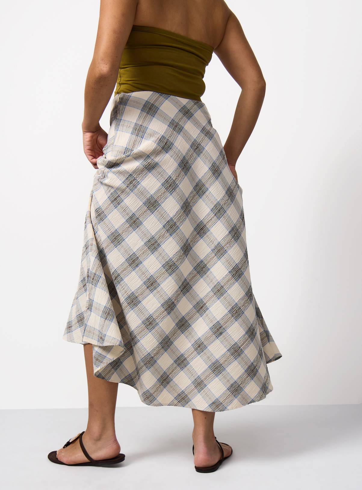 Cream Check Midaxi Co-ord Skirt 14 - Image 4