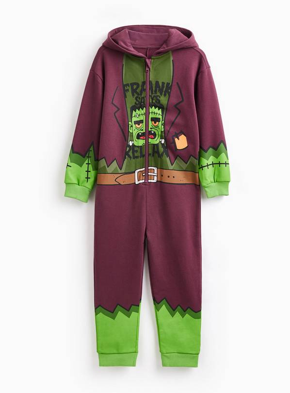 Purple Halloween Frankenstein Print Puddlesuit 6-7 years