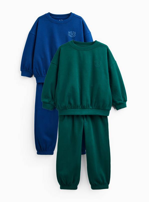 Green & Blue Sweatshirt & Jogger Sets 2 Pack  2-3 years