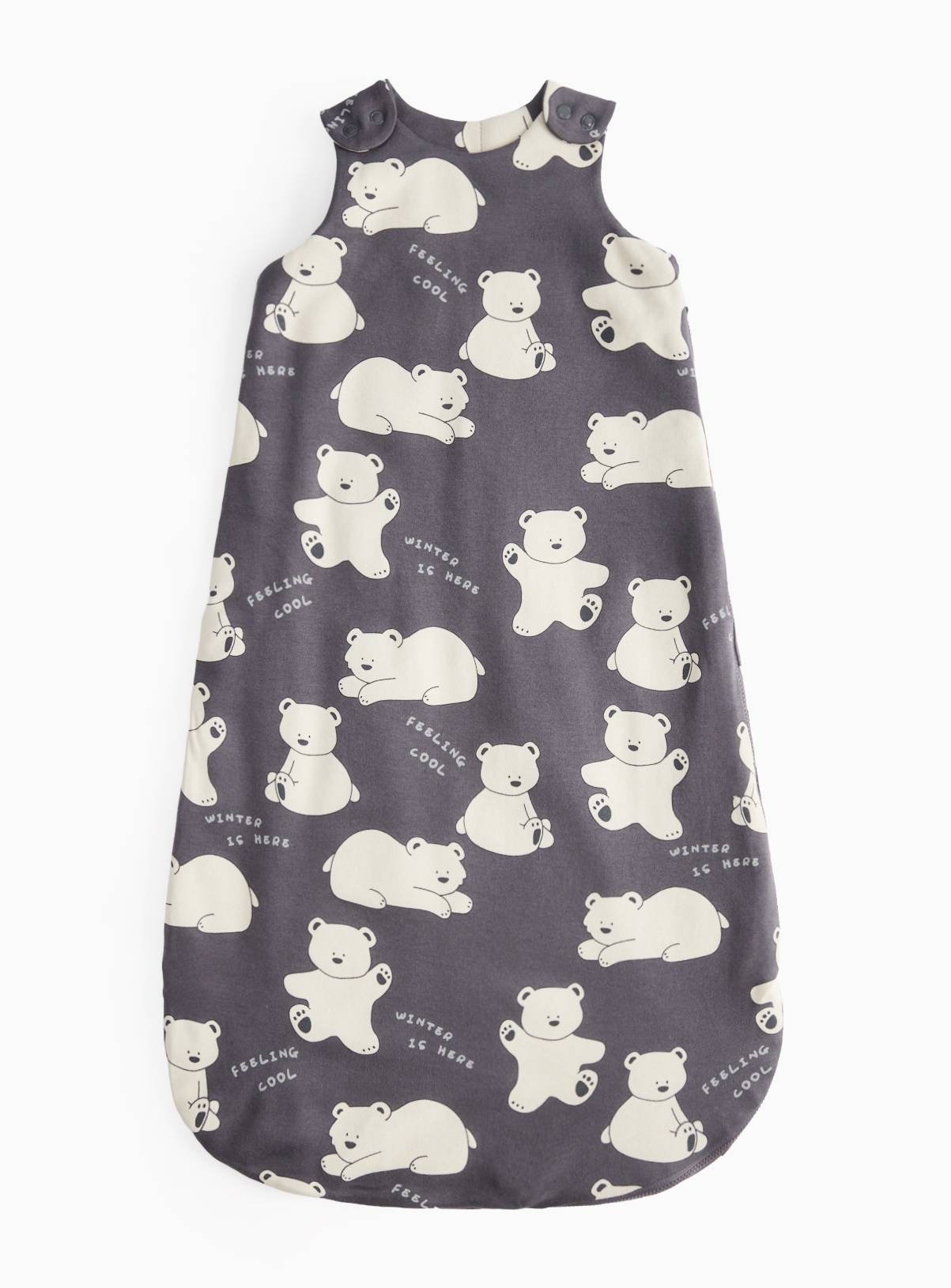 Charcoal Polar Bear Print 2.5 Tog Sleeping Bag 0-6 Months - Image 1