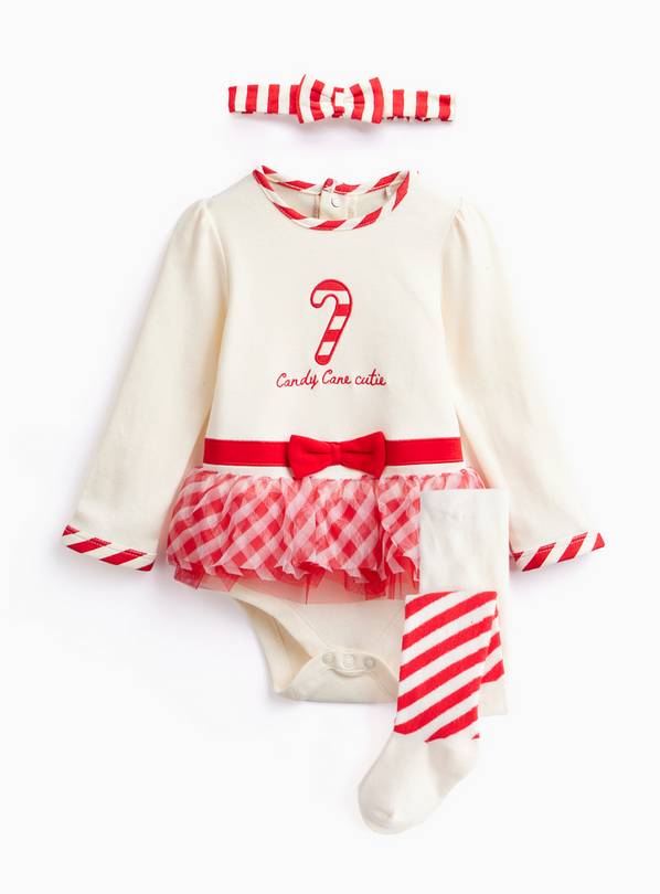 Candy Cane Tutu, Tights & Headband Set Newborn