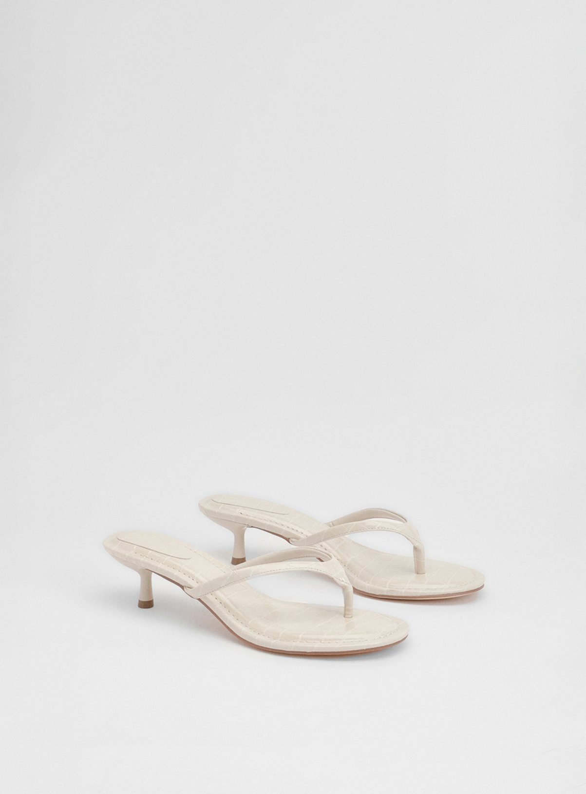 OASIS Julia Faux Croc Toepost Kitten Heel Sandals White 6 - Image 1 thumbnail