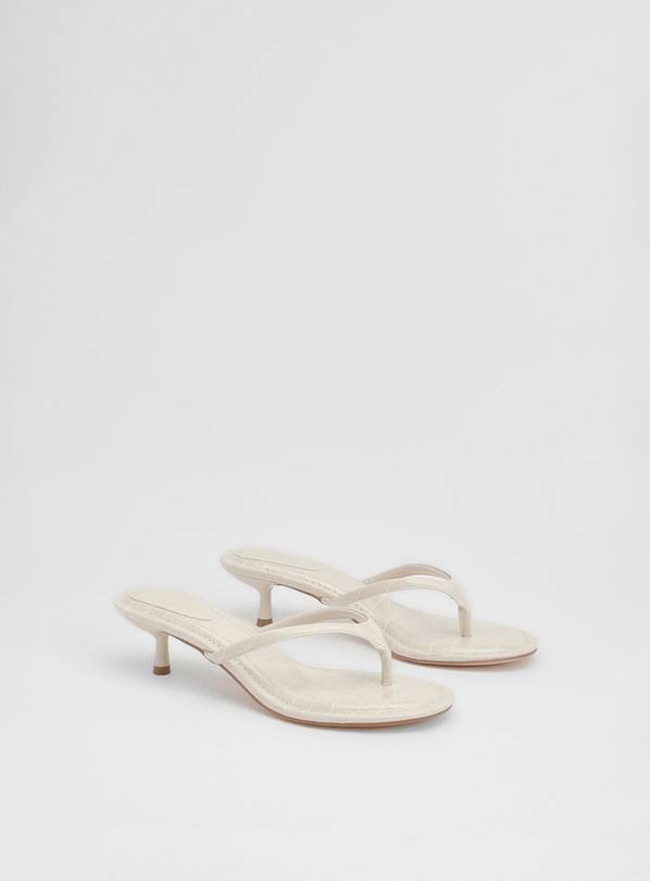 OASIS Julia Faux Croc Toepost Kitten Heel Sandals White 5