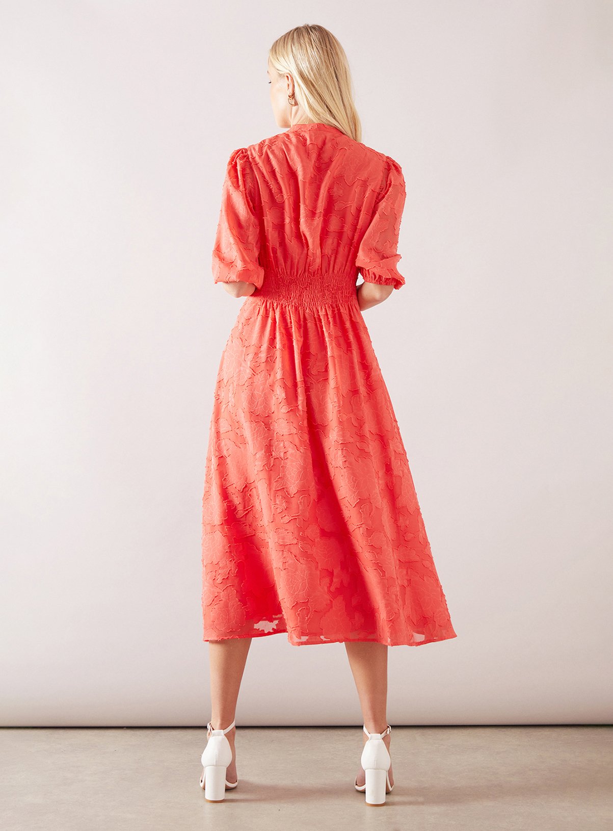WALLIS Petite Floral Jacquard Button Midi Dress 20 - Image 3 thumbnail