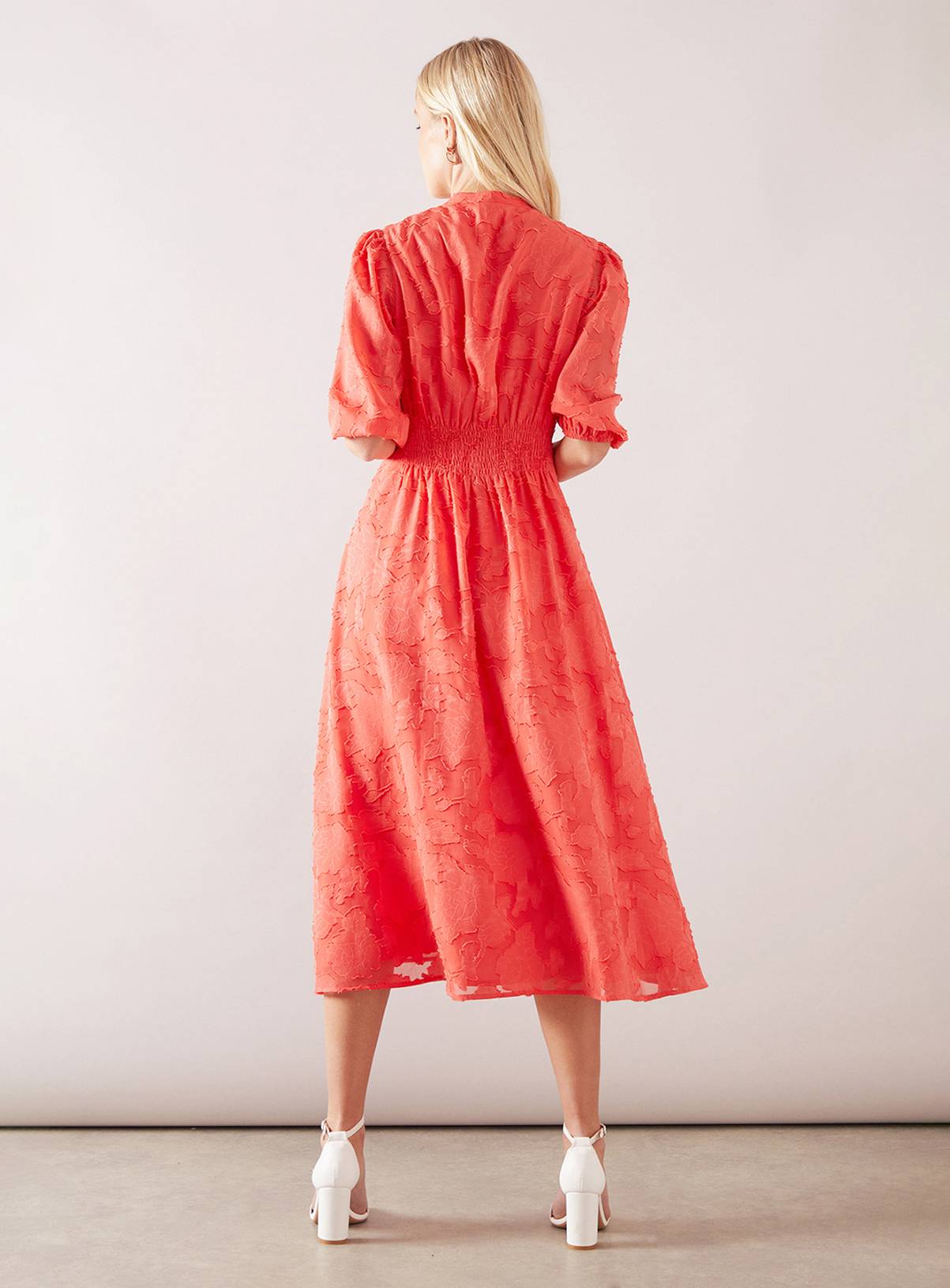WALLIS Petite Floral Jacquard Button Midi Dress 20 - Image 3