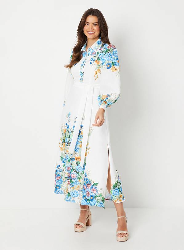 WALLIS Floral Western Belted Midi Shirt Dress 12