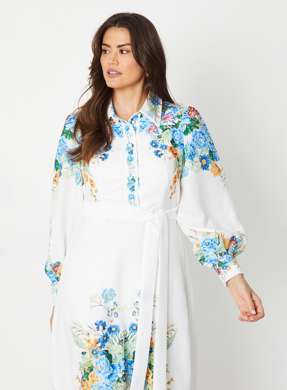 WALLIS Floral Western Belted Midaxi Shirt Dress 18 - Image 2 thumbnail