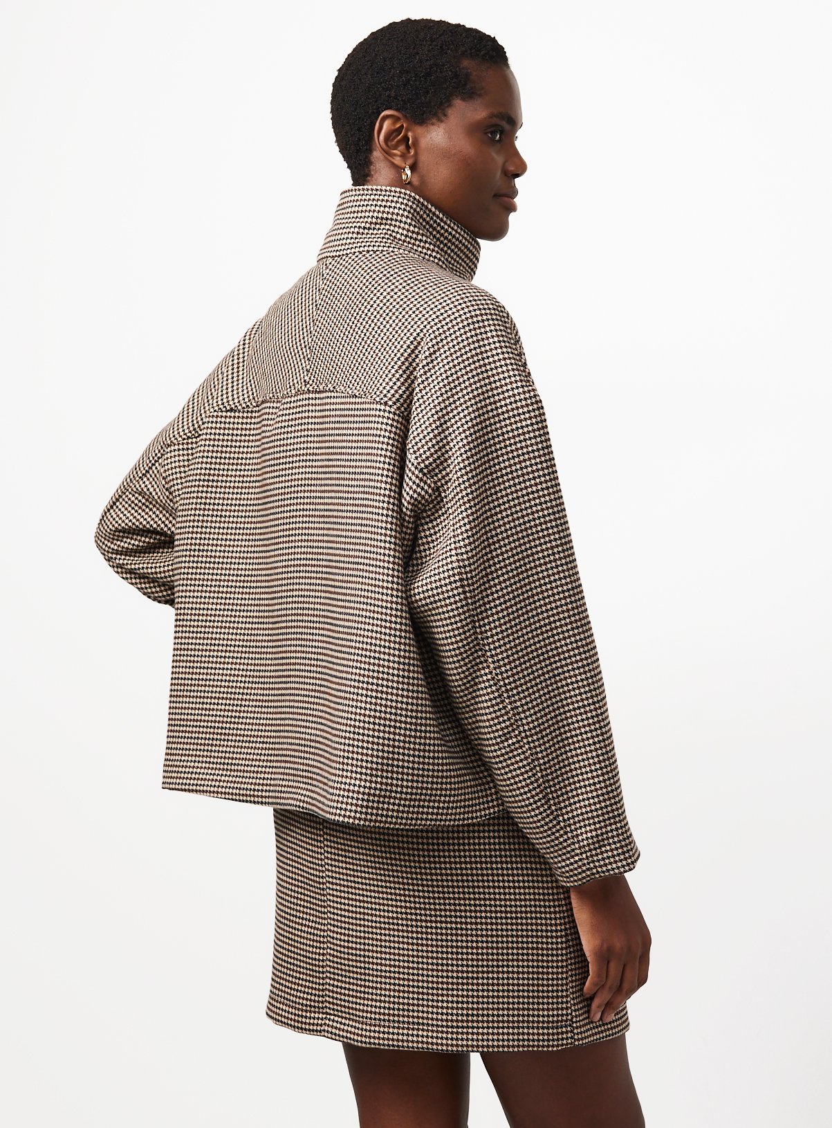 Brown Check Funnel Neck Boxy Jacket 14 - Image 4 thumbnail