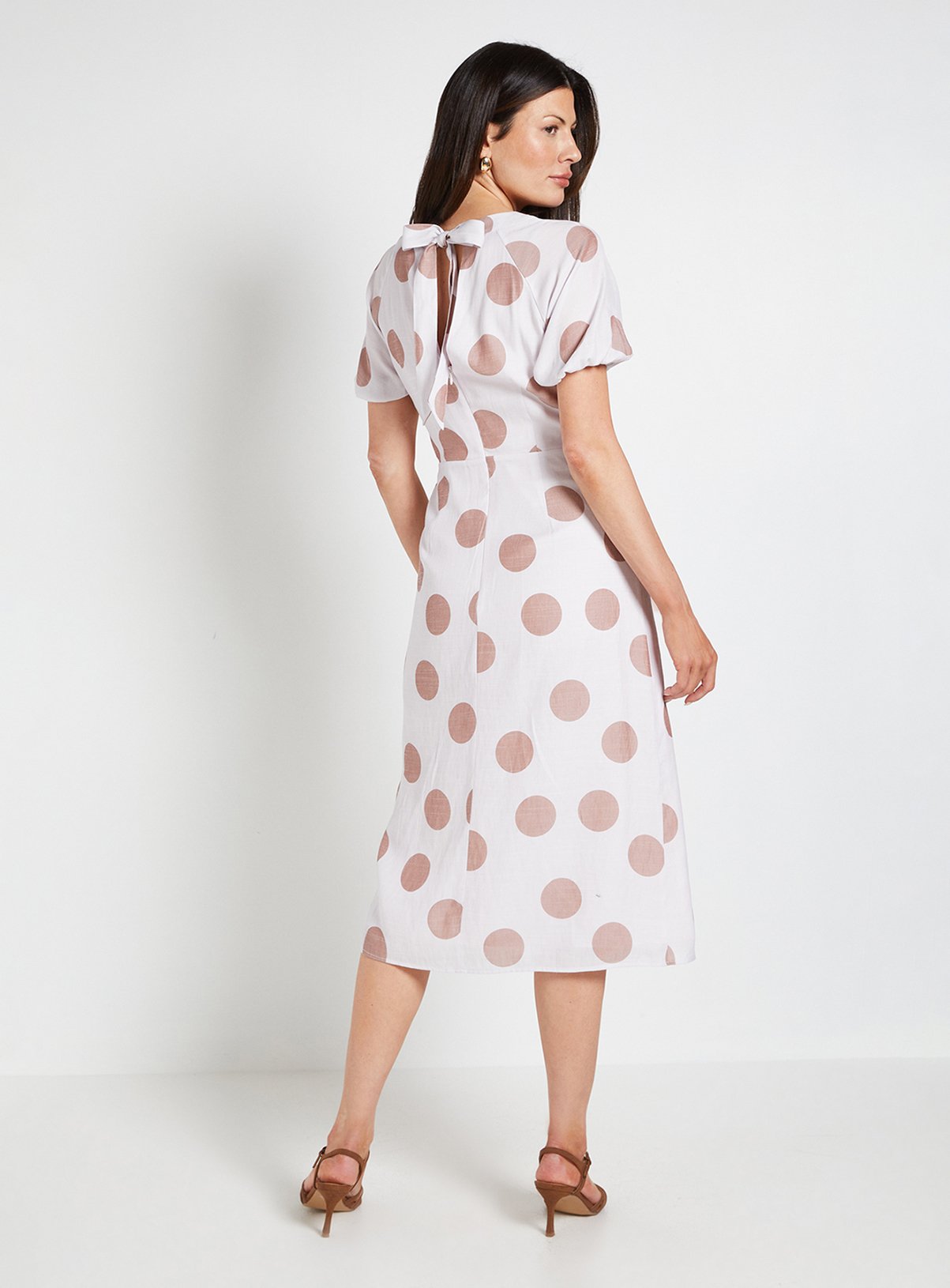 WALLIS Spot Tie Back Midi Dress 12 - Image 3 thumbnail