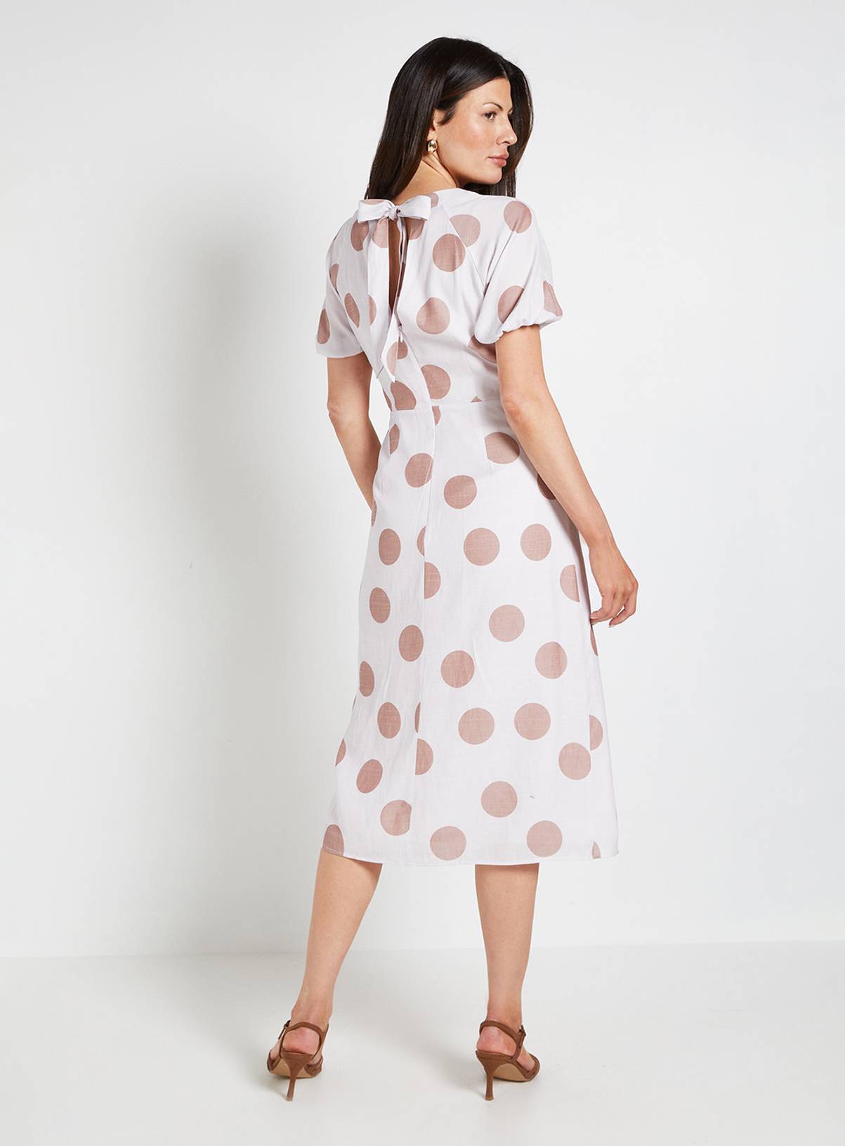 WALLIS Spot Tie Back Midi Dress 12 - Image 3