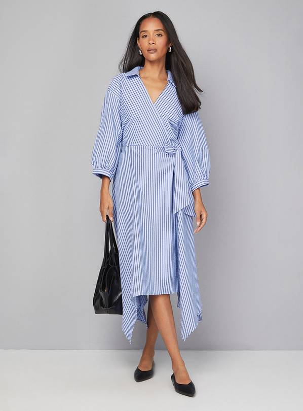 WALLIS Stripe Wrap Midi Dress 22