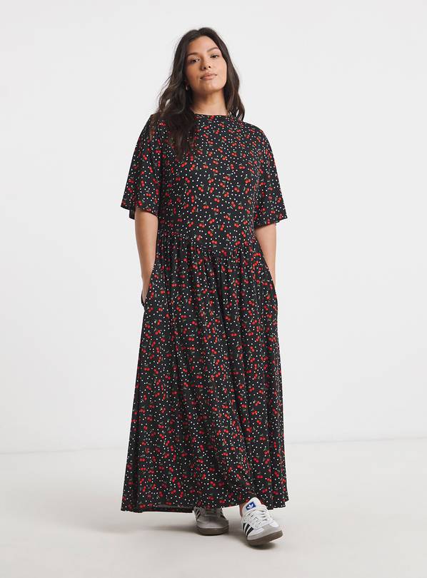 SIMPLY BE Supersoft Cherry Print Midi Dress 14