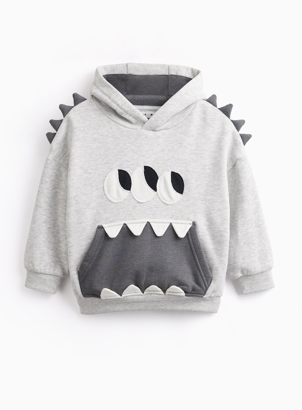 Grey Monster Face Graphic Hoodie 7-8 years - Image 1 thumbnail