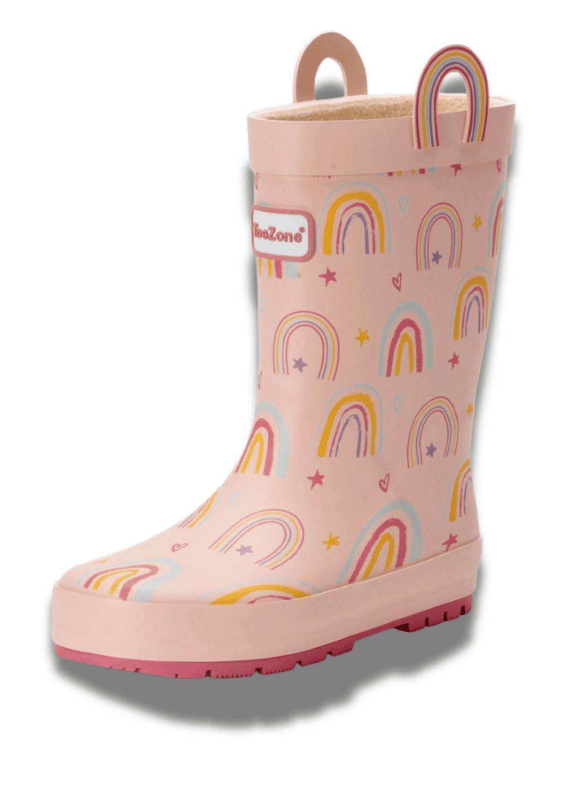 TOEZONE Etta Girls Rainbow Print Pink Waterproof Lined Wellies 6 Infant - Image 3