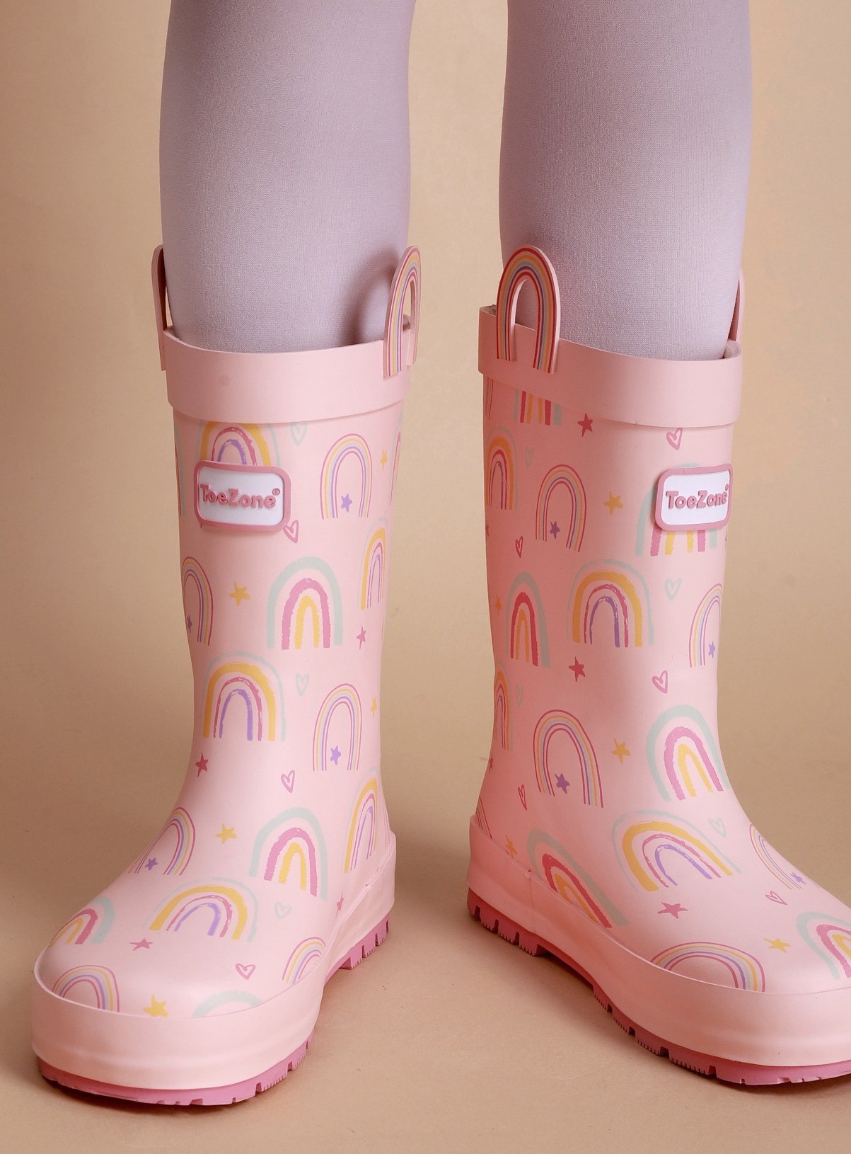 TOEZONE Etta Girls Rainbow Print Pink Waterproof Lined Wellies 6 Infant - Image 5 thumbnail