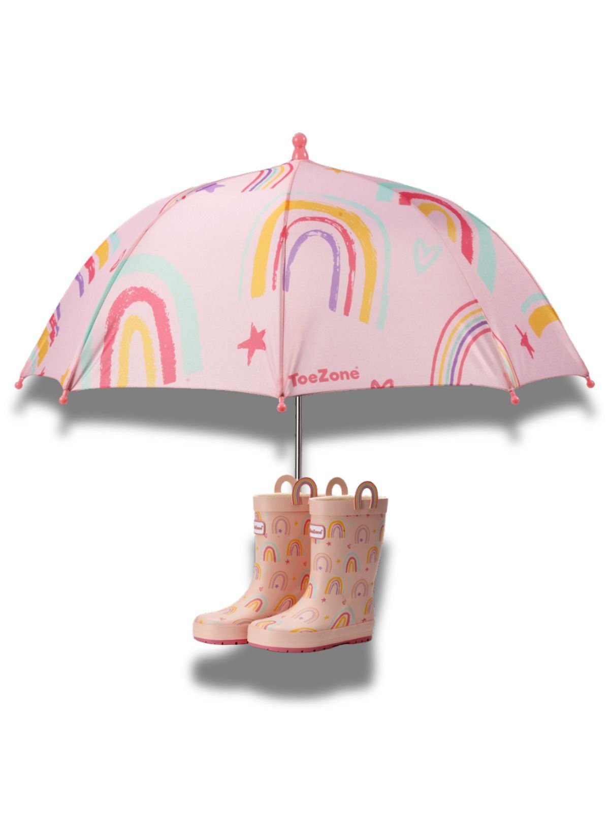 TOEZONE Hope Girls Pink Rainbow Waterproof Rain Umbrella One Size - Image 4 thumbnail