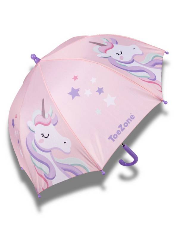 TOEZONE Twinkle Girls Pink Unicorn Character Waterproof Rain Umbrella One Size
