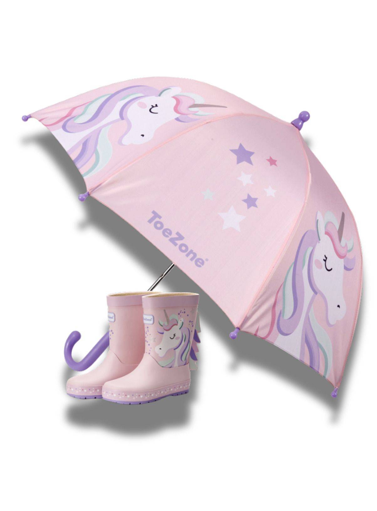 TOEZONE Twinkle Girls Pink Unicorn Character Waterproof Rain Umbrella One Size - Image 4