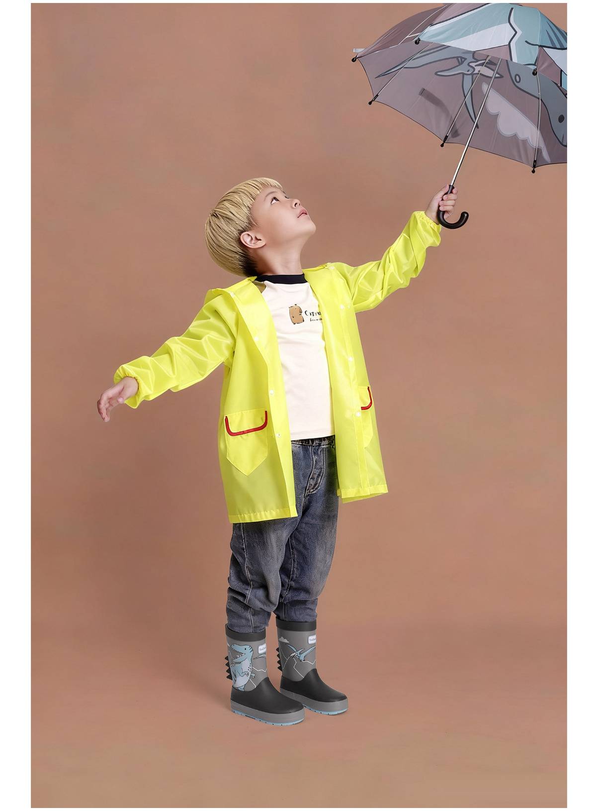 TOEZONE Danny Boys Dinosaur Character Grey Waterproof Lined Wellies 6 Infant - Image 5