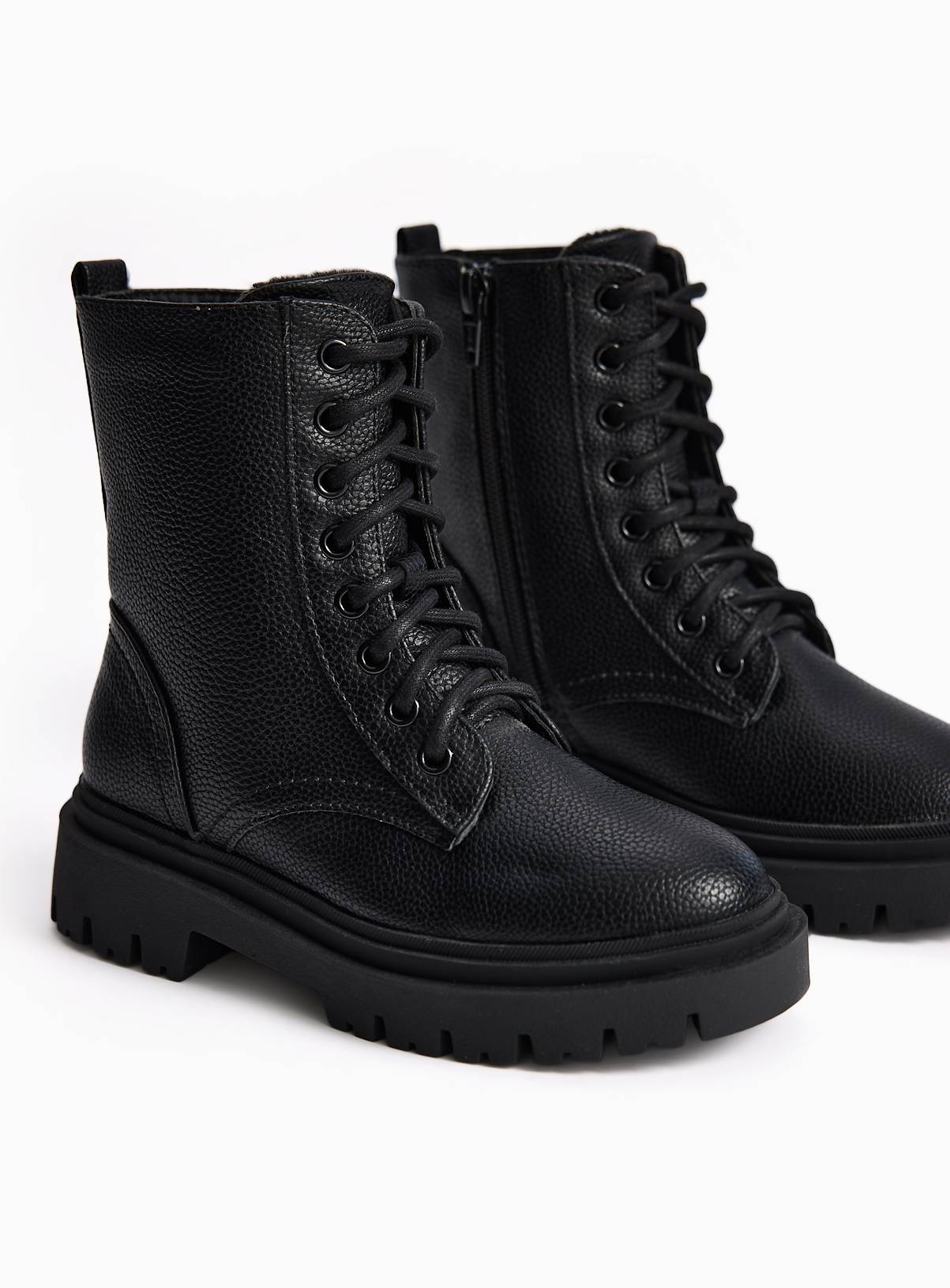 Black Lace Up Boots 10 Infant - Image 1