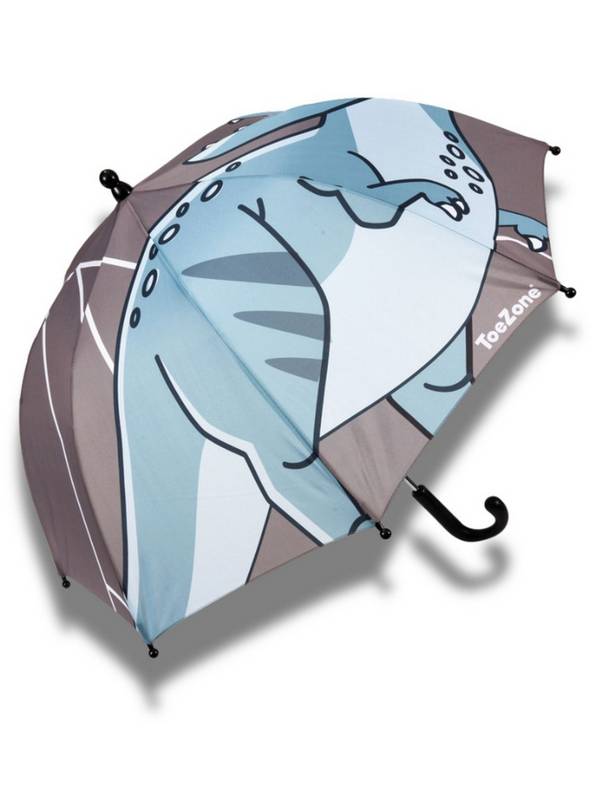 TOEZONE Raptor Boys Grey Dinosaur Character Waterproof Rain Umbrella One Size