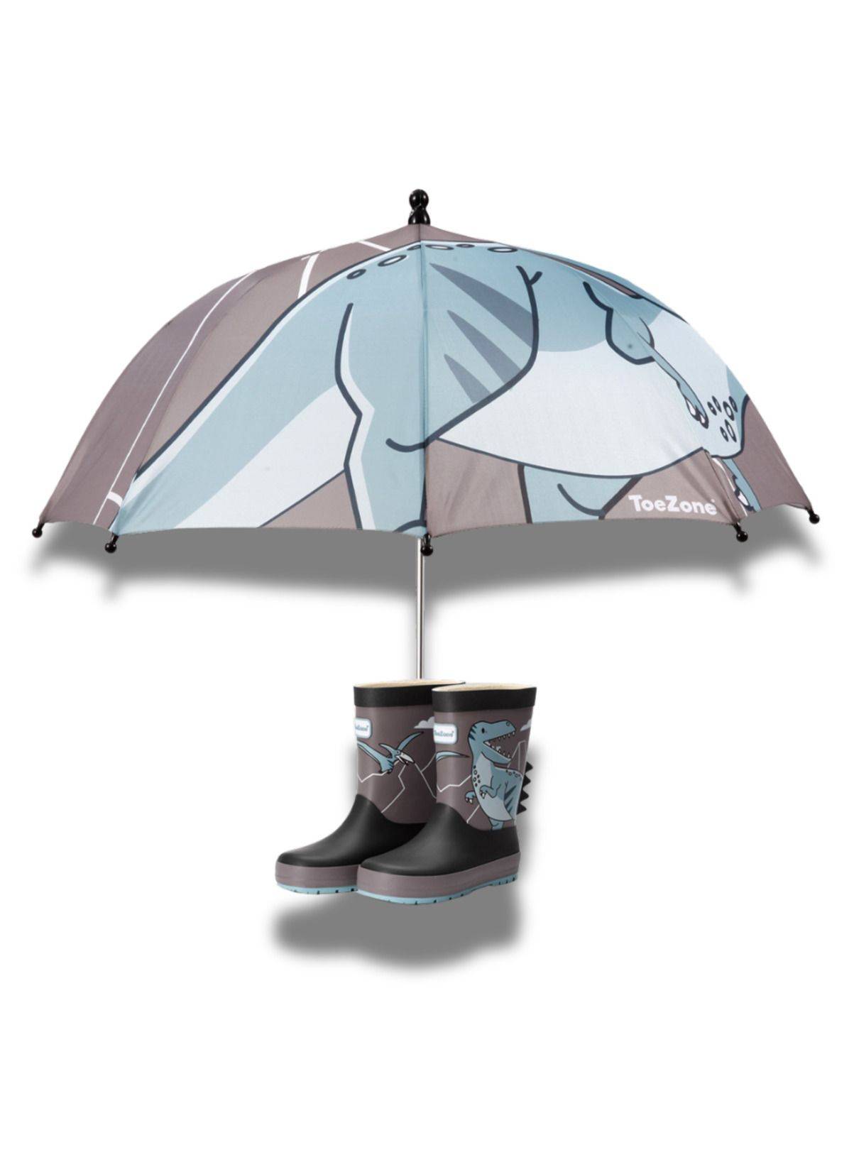TOEZONE Raptor Boys Grey Dinosaur Character Waterproof Rain Umbrella One Size - Image 5